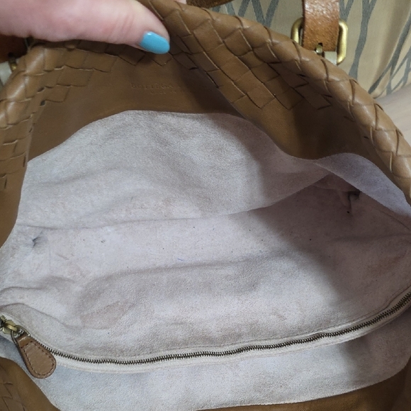 Bottega Veneta Vintage Brown Woven Tote with Cream Accents Straps - Picture 11 of 14